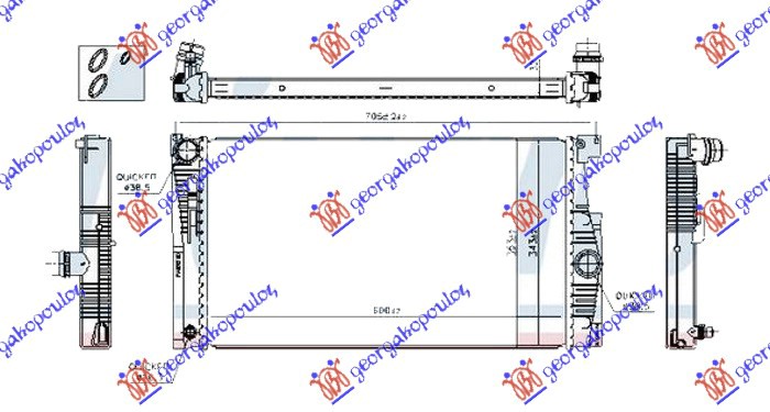RADIATOR 2.0 PETROL +/- A/C AUTOMATIC (600x343) (NRF)