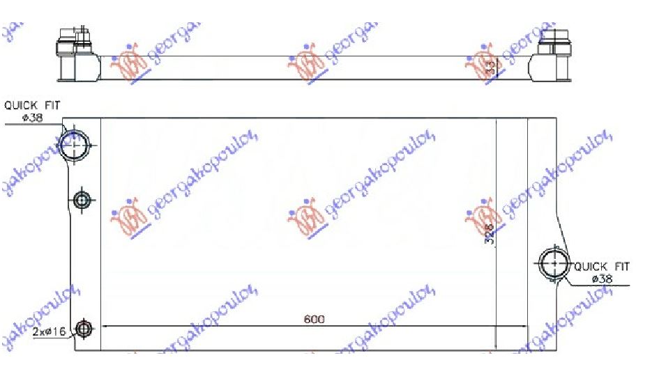 RADIATOR ALL MODELS DIESEL (& GT/F07) (600x310x32) (MAHLE PREMIUM LINE)