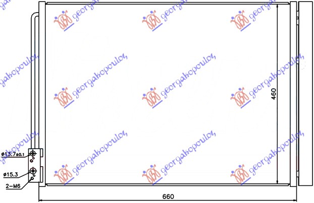 CONDENSER PETROL - DIESEL (625x470x16) TYPE BEHR (&GT/F07)