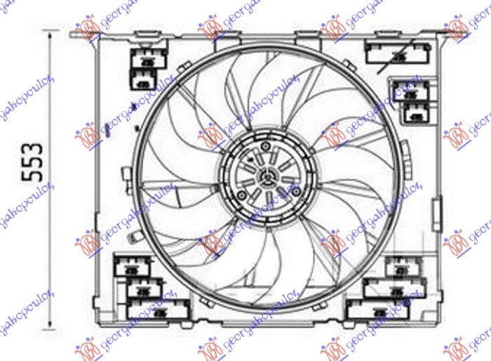 COOLING FAN ASSY 2.0-3.0 PETROL (484mm) (400W) (4 pin)