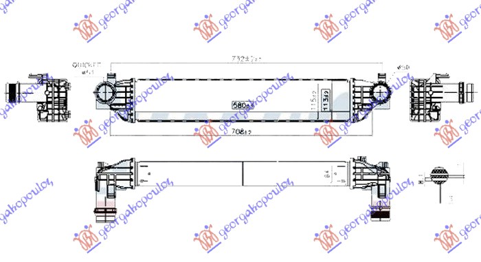 ΨΥΓΕΙΟ INTERCOOLER 1.4 ΒΕΝΖΙΝΗ - 1.6 CRD ΠΕΤΡΕΛΑΙΟ (580x110x64)