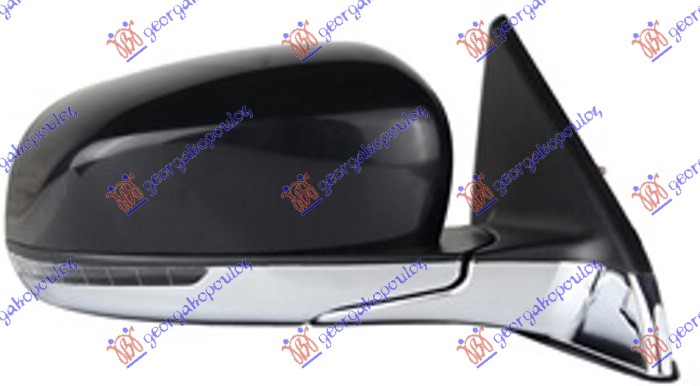 DOOR MIRROR ELECTRICAL HEATED PRIMED (W/SIDE LAMP) CHROME BASE (CONVEX GLASS)