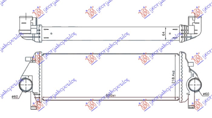 ΨΥΓΕΙΟ INTERCOOLER 3.0 CRDi ΠΕΤΡΕΛΑΙΟ (650x220x64)