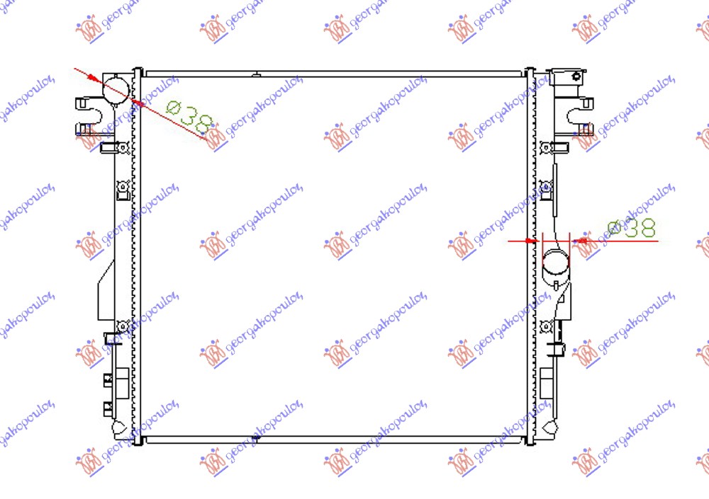 RADIATOR 3.6-3.8i PETROL MANUAL/AUTOMATIC (560x510x26)