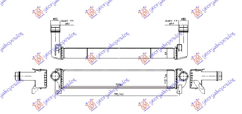 ΨΥΓΕΙΟ INTERCOOLER 2.0-2.2 ΠΕΤΡΕΛΑΙΟ (700x113) (NISSENS)