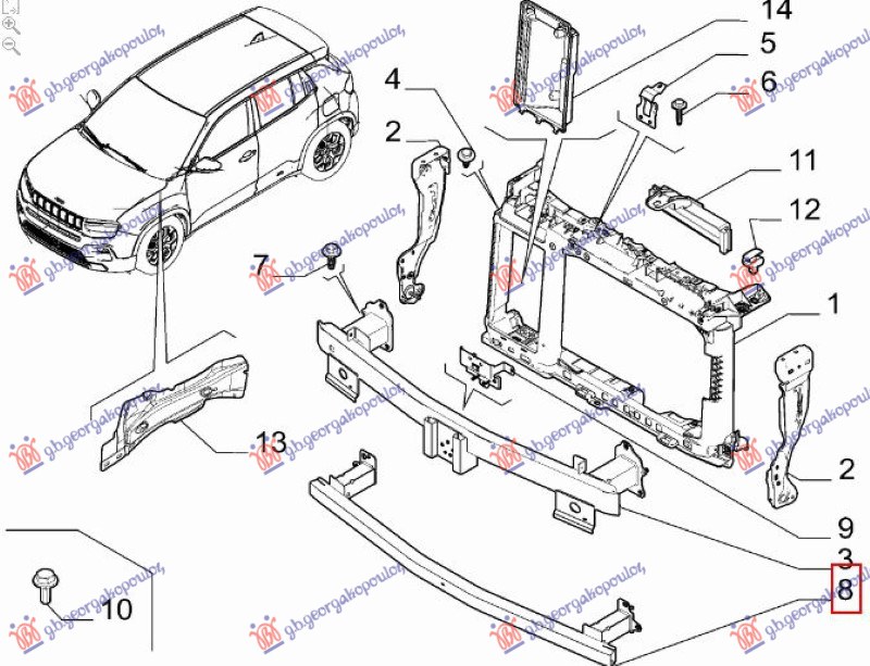 FRONT BUMPER REINFORCEMENT LOWER (O)