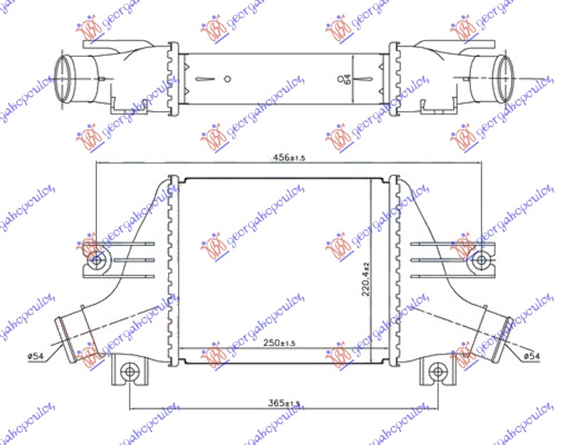 ΨΥΓΕΙΟ INTERCOOLER 1.6-1.8 HDi ΠΕΤΡΕΛΑΙΟ (250x220x64)