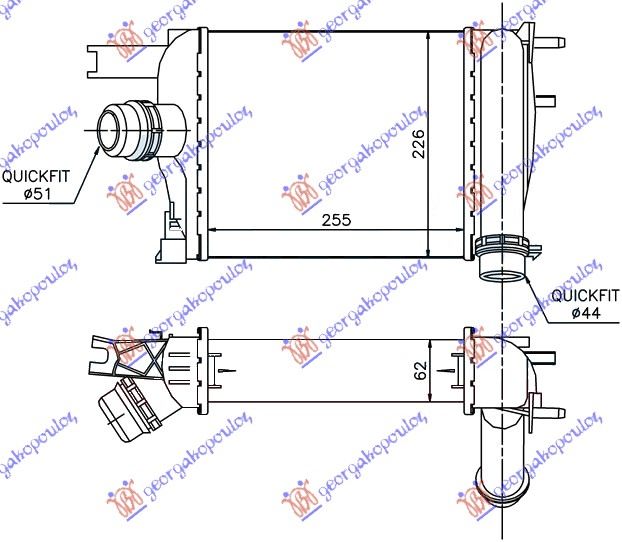 ΨΥΓΕΙΟ INTERCOOLER 1.5 DCi ΠΕΤΡΕΛΑΙΟ (255x226x62)