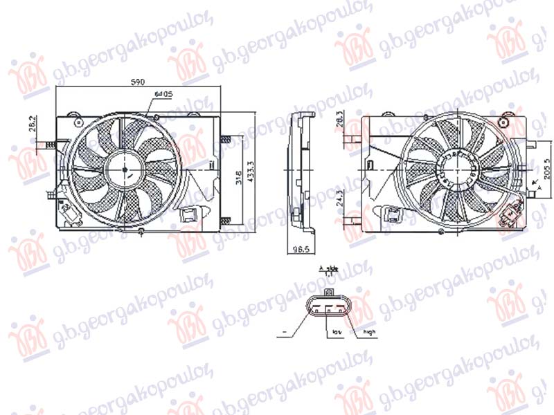 ΒΕΝΤΙΛΑΤΕΡ ΨΥΓΕΙΟΥ ΚΟΜΠΛΕ (MONO) (405mm)(3PIN)