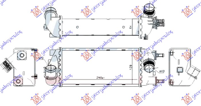 ΨΥΓΕΙΟ INTERCOOLER 0.9 TURBO ΒΕΝΖΙΝΗ - 1.3 JTD ΠΕΤΡΕΛΑΙΟ (290x130x64)