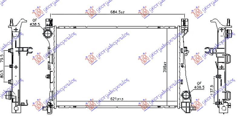 ΨΥΓΕΙΟ ΝΕΡΟΥ 1.6 MJTD ΠΕΤΡΕΛΑΙΟ (620x400x26) ΜΗΧΑΝΙΚΟ/ΑΥΤΟΜΑΤΟ