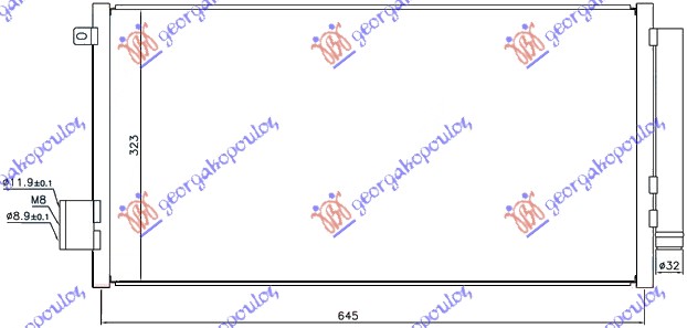 ΨΥΓΕΙΟ A/C 0.9 TURBO ΒΕΝΖΙΝΗ - 1.3-1.6 MJTD ΠΕΤΡΕΛΑΙΟ (625x315x16)