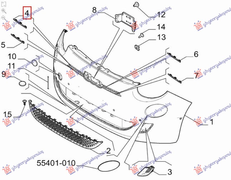 FRONT BUMPER MOULDING UPPER (O)