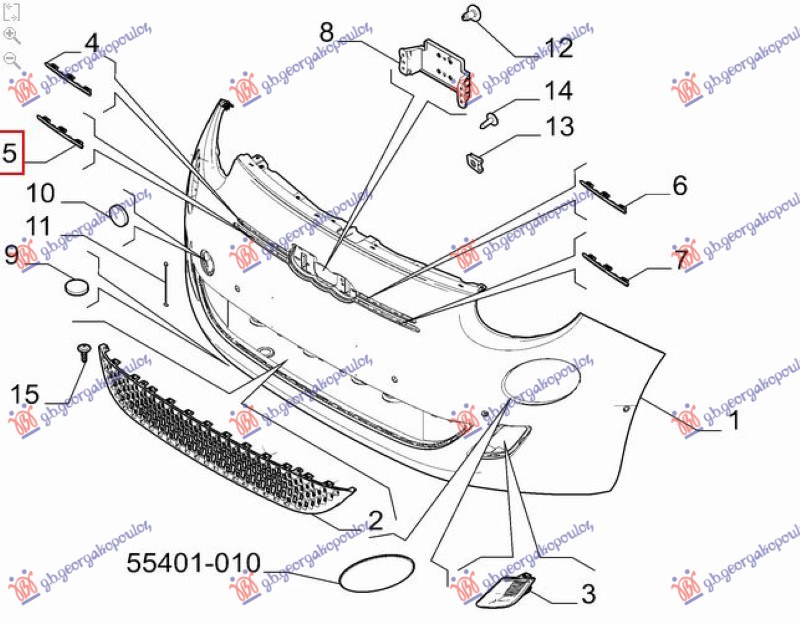 FRONT BUMPER MOULDING LOWER (O)