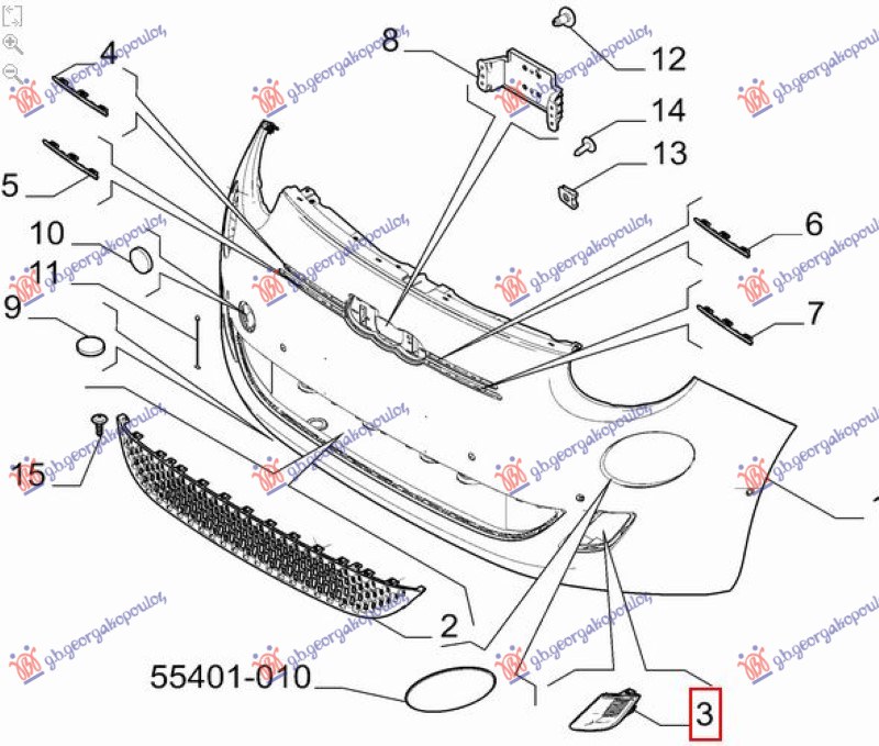 FRONT BUMPER GRILLE SIDE OUTER (O)