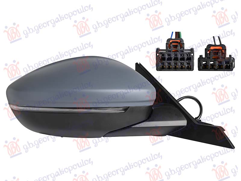 DOOR MIRROR ELECTRICAL PRIMED (W/SIDE LAMP & SENSOR) (5+2 PIN) (A QUALITY) (CONVEX)