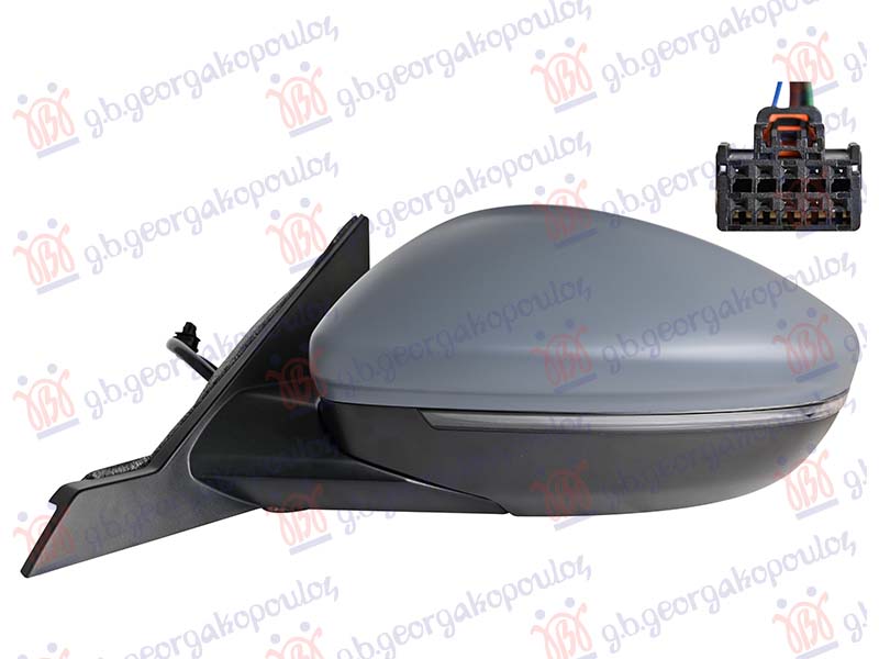 DOOR MIRROR ELECTRICAL PRIMED (W/SIDE LAMP) (5 PIN) (A QUALITY) (CONVEX)