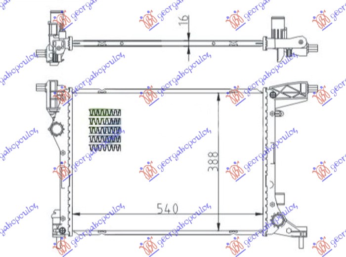 RADIATOR 1.4 (70KW) MANUAL PETROL (540x410x16)