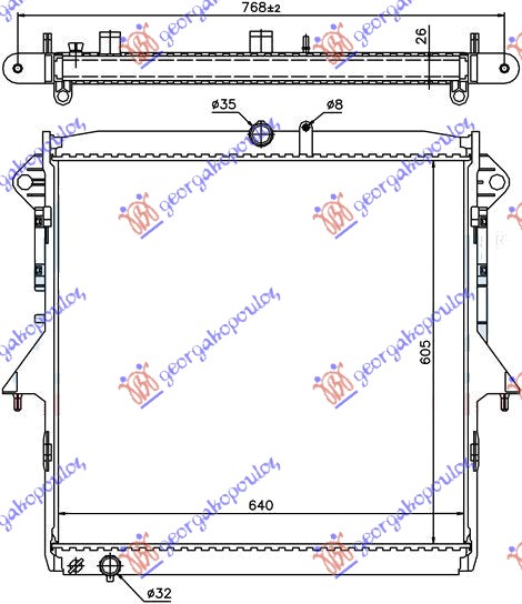 ΨΥΓΕΙΟ ΝΕΡΟΥ 2.5-3.0 TDCi ΠΕΤΡΕΛΑΙΟ ΜΗΧΑΝΙΚΟ (450x635x26)