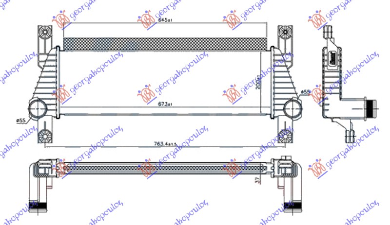 ΨΥΓΕΙΟ INTERCOOLER 2.2 TDCi ΠΕΤΡΕΛΑΙΟ (673x200x37)