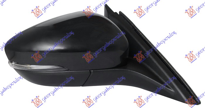 DOOR MIRROR ELECTRIC HEATED FOLDABLE PRIMED (W/SIDE LAMP & FOOT LAMP) 10 PIN (A QUALITY) (CONVEX GLASS)