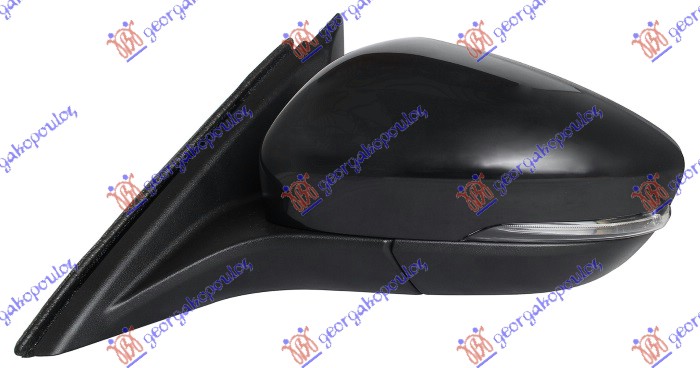 DOOR MIRROR ELECTRIC HEATED FOLDABLE PRIMED (W/SIDE LAMP & FOOT LAMP & BLIS) 10 PIN (A QUALITY) (CONVEX GLASS)