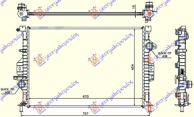 RADIATOR 1.6 EcoBoost PETROL - 2.0 TDCi DIESEL MANUAL (670x454x16)