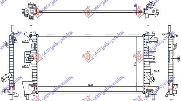 RADIATOR 1.6 PETROL +/-AC (670x370x16)