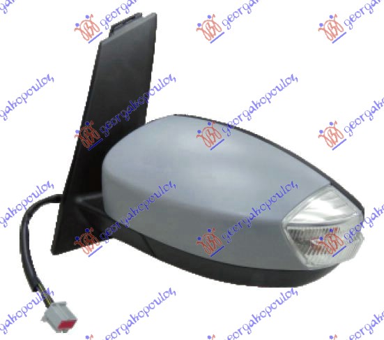 DOOR MIRROR ELECTRICAL HEATED PRIMED (W/SIDE LAMP) (6 PIN) (ASPHERICAL GLASS)