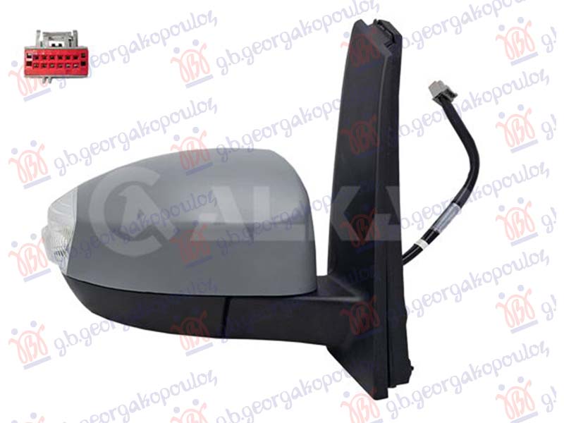 DOOR MIRROR ELECTRICAL HEATED PRIMED (W/SIDE LAMP & SENSOR) (8 PIN) (CONVEX GLASS)