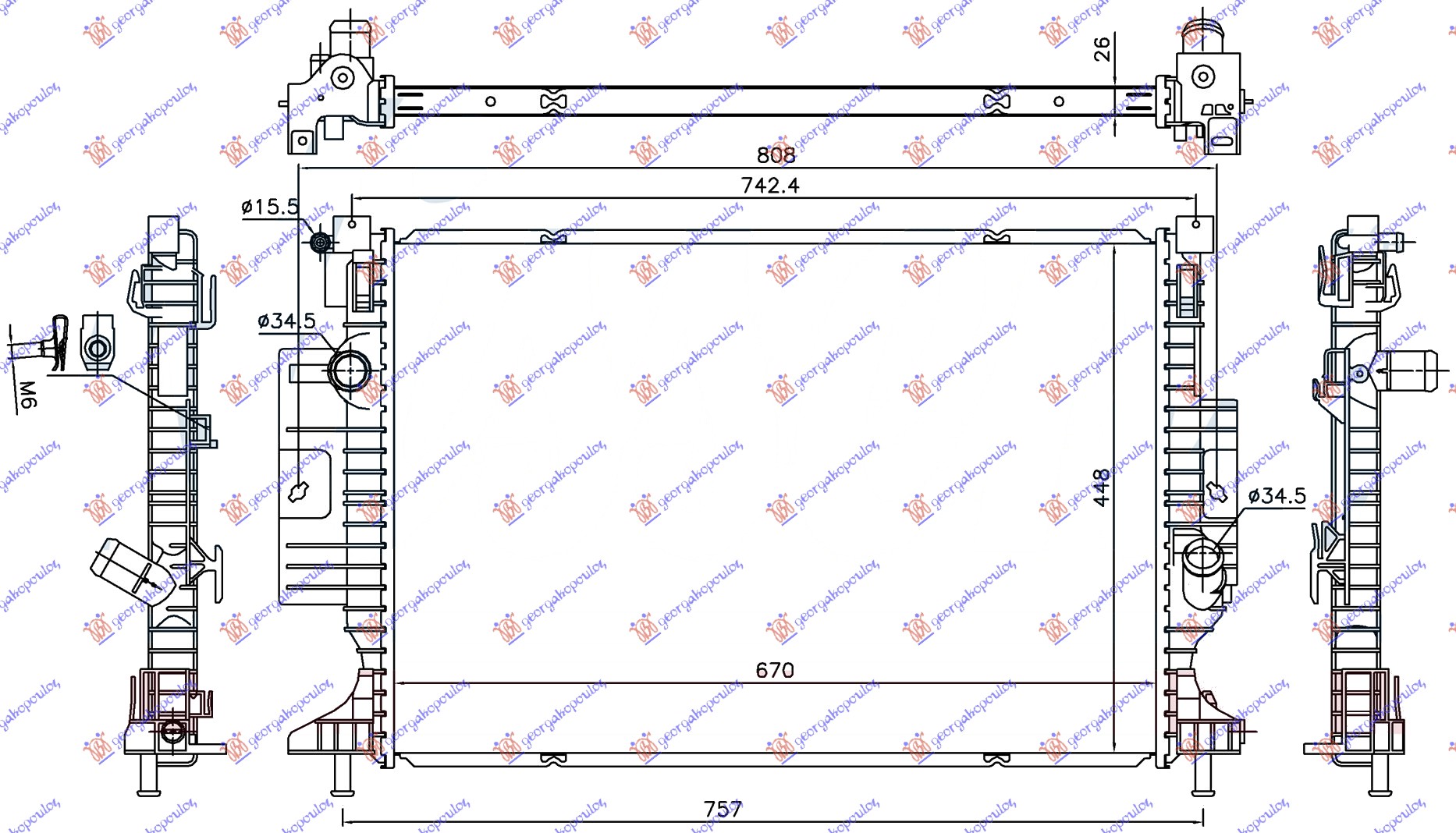 ΨΥΓΕΙΟ ΝΕΡΟΥ 1.5 EcoBoost ΒΕΝΖΙΝΗ 2.0 TDCi 15- (670x448x26)