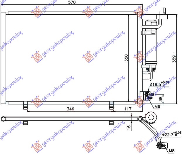 ΨΥΓΕΙΟ A/C 1.4-1.6 EFi ΒΕΝΖΙΝΗ - 1.5 TDCi ΠΕΤΡΕΛΑΙΟ (520x320x16) ΠΑΡΟΧΕΣ 22/18 ΜΕ ΒΑΛΒΙΔΑ