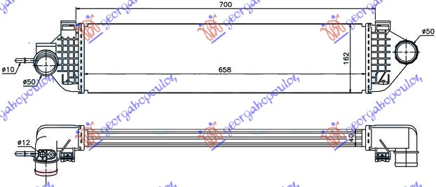 ΨΥΓΕΙΟ INTERCOOLER 2.0 EcoBoost ΒΕΝΖΙΝΗ -  2.0 TDCi ΠΕΤΡΕΛΑΙΟ 15- (650x160x64)