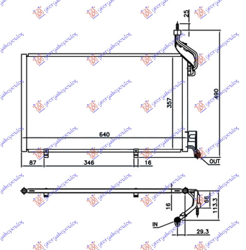 ΨΥΓΕΙΟ A/C 1.6 EcoBoost ΒΕΝΖΙΝΗ (600x350x16) ΠΑΡΟΧΕΣ 18/18mm