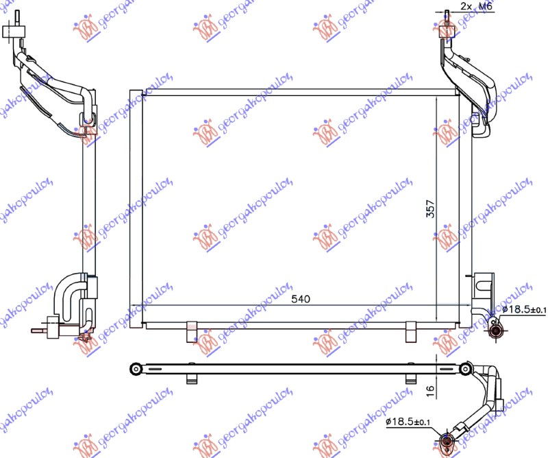 ΨΥΓΕΙΟ A/C 1.6 TDCi ΠΕΤΡΕΛΑΙΟ 14- (540x357x16)