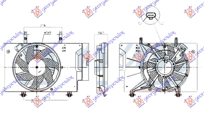 ΒΕΝΤΙΛΑΤΕΡ ΨΥΓΕΙΟΥ ΚΟΜΠΛΕ 1.0 ECOBOOST ΒΕΝΖΙΝΗ +A/C (345mm 2+2 PINS)