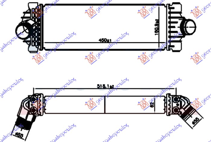 ΨΥΓΕΙΟ INTERCOOLER 2.0 TDCi ΠΕΤΡΕΛΑΙΟ (450x160x62)