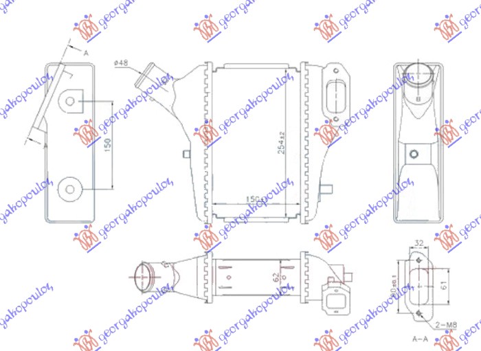 ΨΥΓΕΙΟ INTERCOOLER 1.6-2.2 i-DTEC ΠΕΤΡΕΛΑΙΟ (150x255x62)