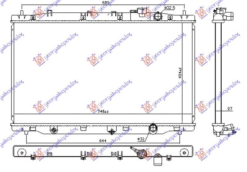 RADIATOR 1.6 i-DTEC DIESEL MANUAL/AUTO (424x748x27) (KOYO)