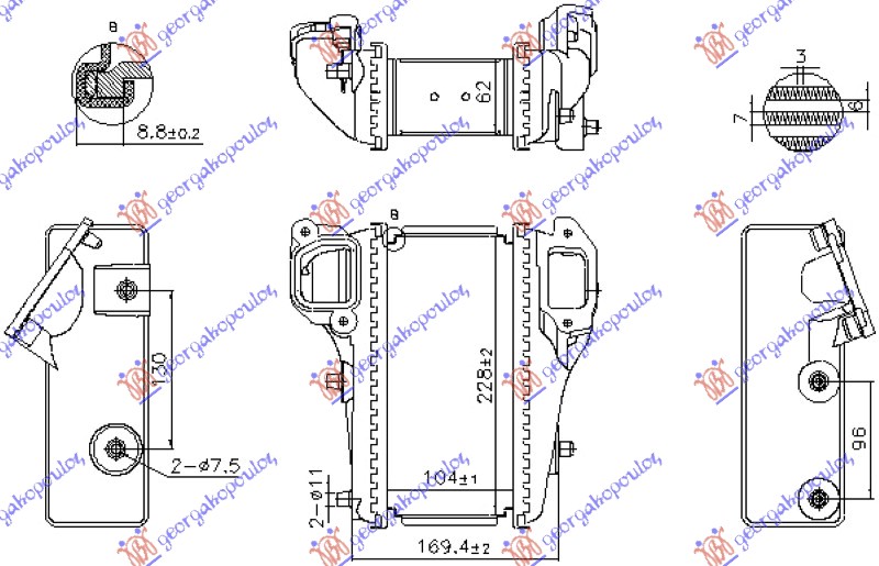 RADIATOR INTERCOOLER V1.6-2.2 iDTEC(104x231x64) (NISSENS)