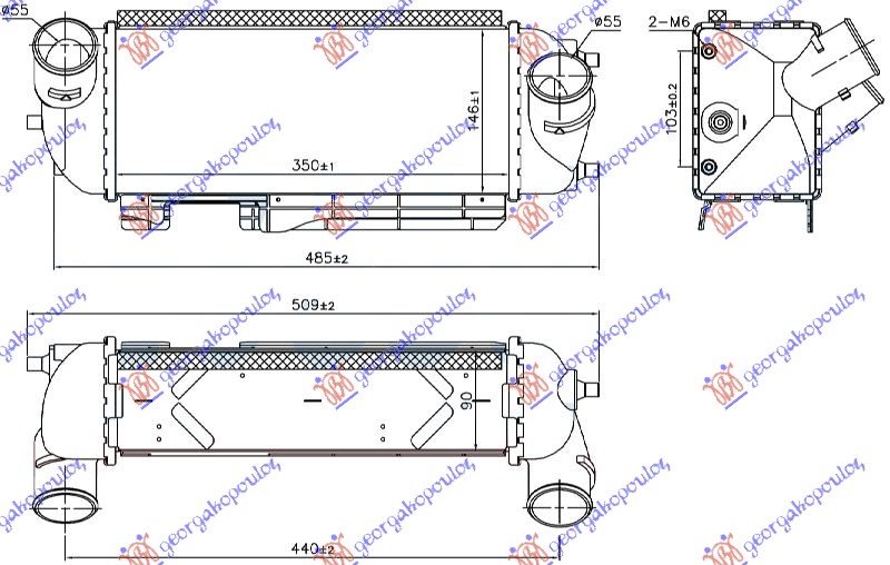 ΨΥΓΕΙΟ INTERCOOLER 2.0 CRDI (350x146x90)