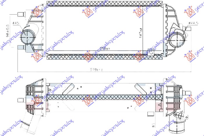 ΨΥΓΕΙΟ INTERCOOLER 1.7 CRDi ΠΕΤΡΕΛΑΙΟ (350x147x85)