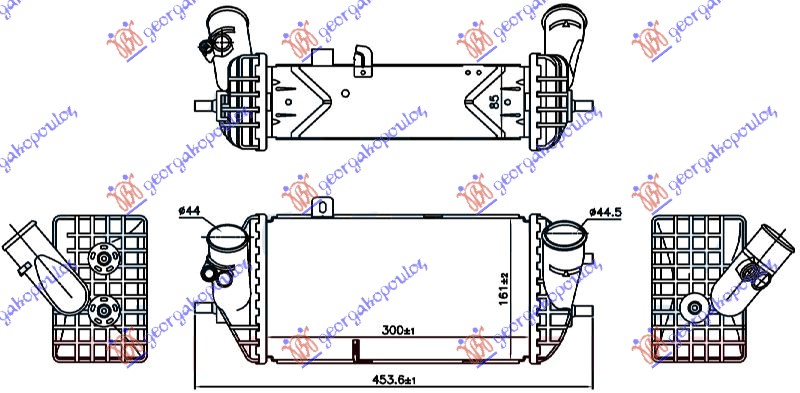 RADIATOR INTERCOOLER 1.1-1.4 CRDI (300x161x85)