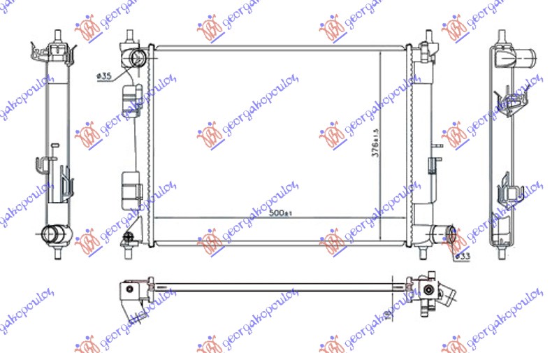 ΨΥΓΕΙΟ ΝΕΡΟΥ 1.2-1.4i ΒΕΝΖΙΝΗ ΜΗΧΑΝΙΚΟ (500x375x16) (KOYO)