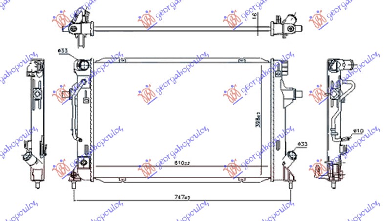 RADIATOR 1.6 DIESEL (650x288x36) WITH TUBE (VALEO)
