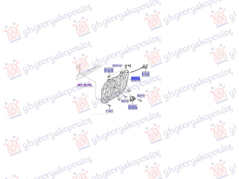 FRONT WINDOW REGULATOR ELECTRICAL (W/O MOTOR) (O)