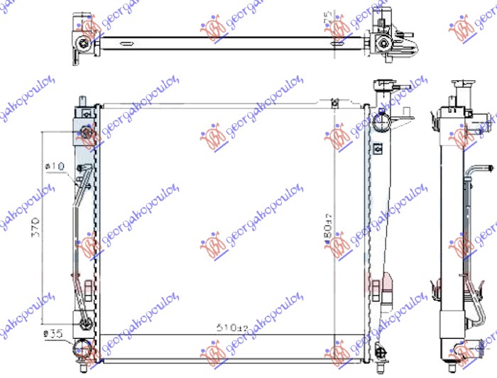 RADIATOR 2.0-2.2 CRDi DIESEL AUTOMATIC (510x480x26) (HALLA TYPE)