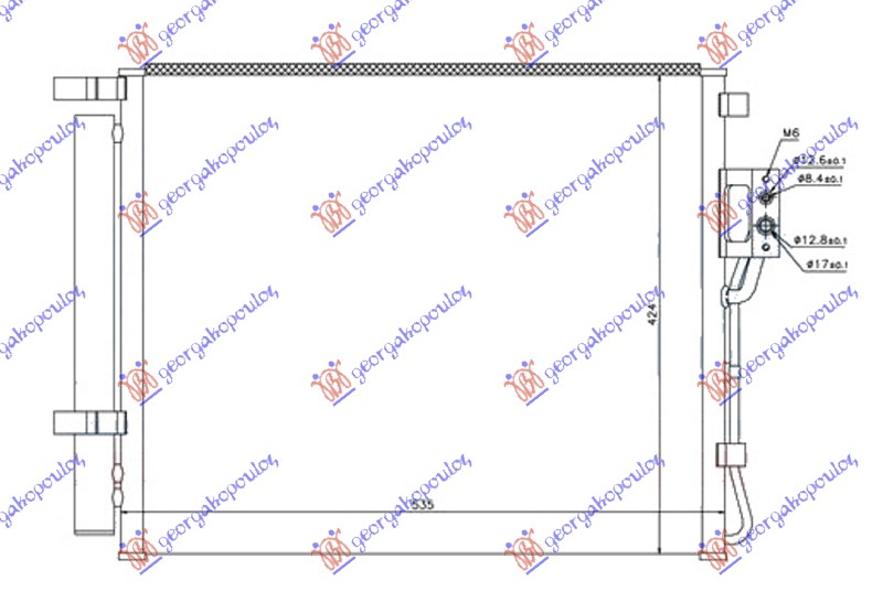 ΨΥΓΕΙΟ A/C 2.0-2.2 CRDi ΠΕΤΡΕΛΑΙΟ 10- (495x425x16)