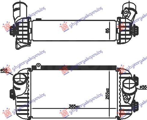 ΨΥΓΕΙΟ INTERCOOLER 2.0-2.2 ΠΕΤΡΕΛΑΙΟ (365x203x85) (NISSENS)