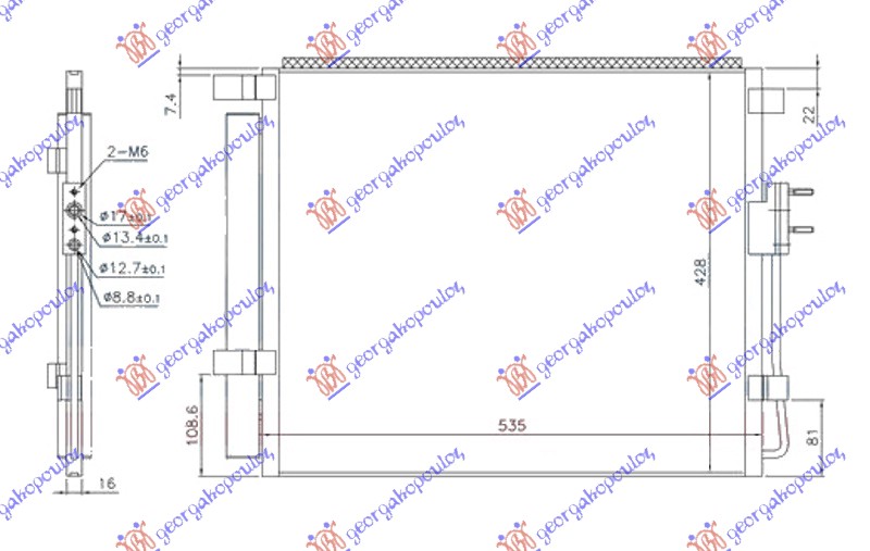 ΨΥΓΕΙΟ A/C 2.0-2.2 CRDi ΠΕΤΡΕΛΑΙΟ (490x430x16) ΤΥΠΟΥ HALLA